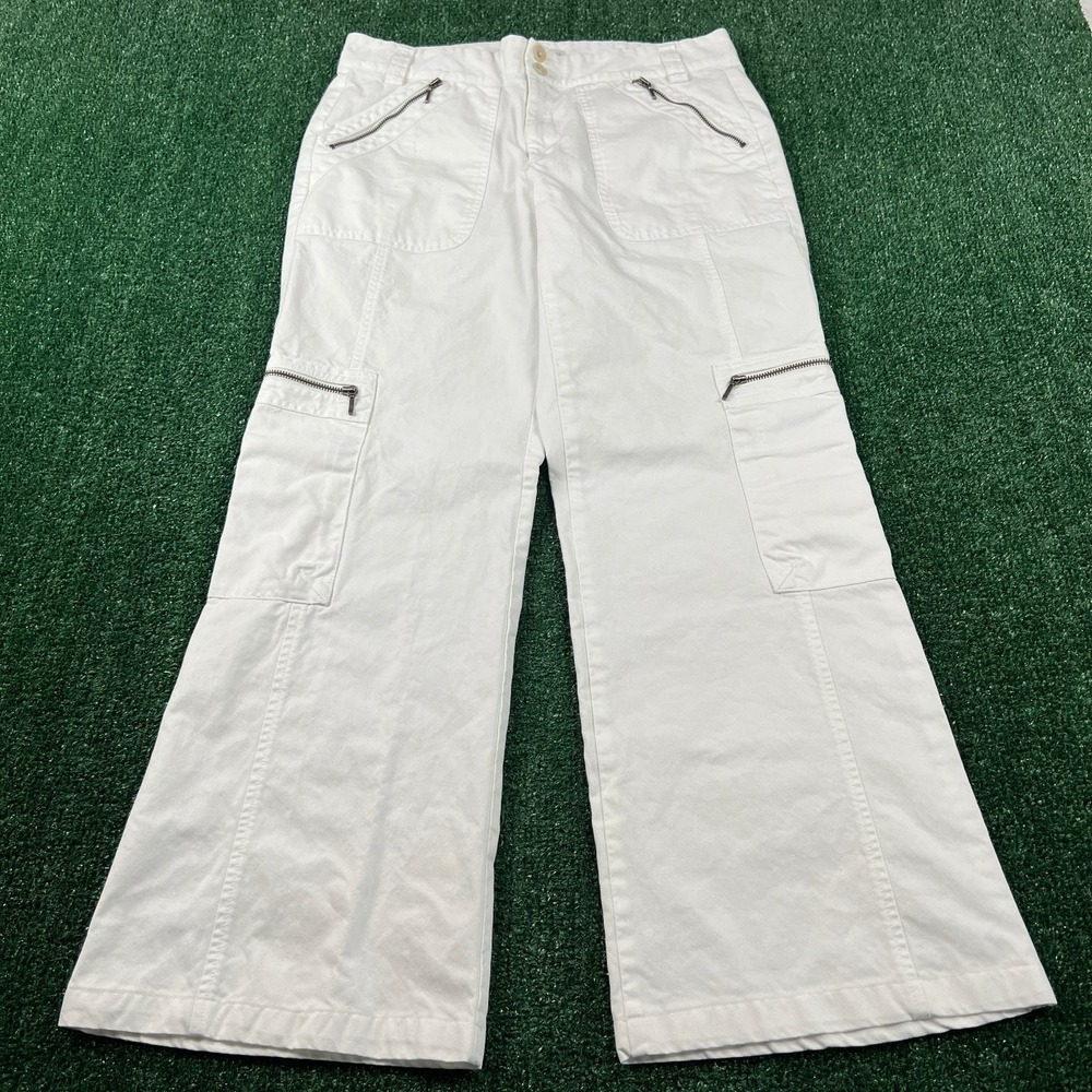 VTG Banana Republic High Rise Flare Bell Bottom Cargo Jeans Women's 12 33x29 Y2K
